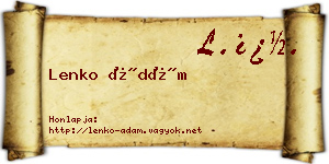 Lenko Ádám névjegykártya
